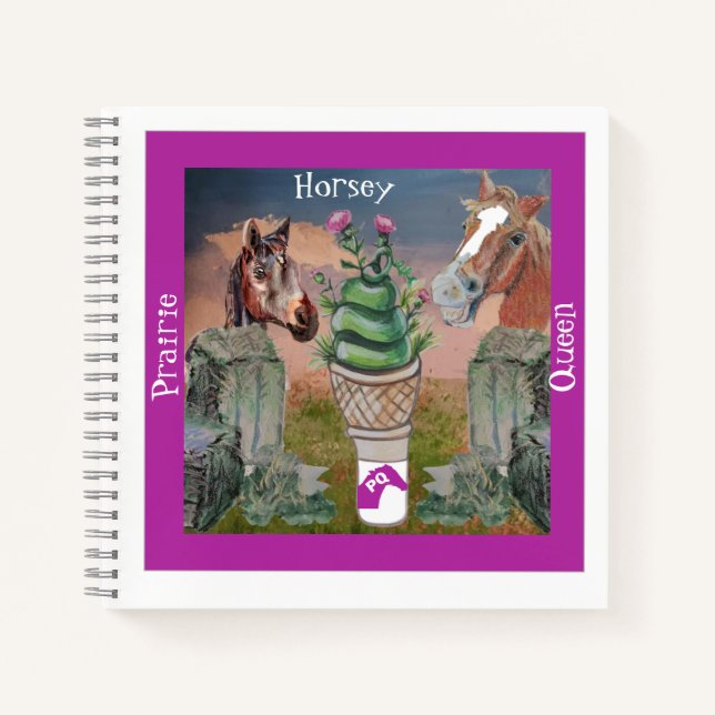 horsey prairie queen, cute cone of grass and thist notebook (Front)