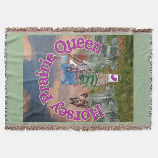 horsey prairie queen throw blanket (Front)