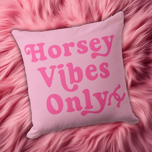 Horsey Vibes Only Retro Bold Typography Cushion (Creator Uploaded)