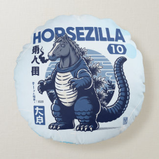 Horsezilla Shirt | Giant Monster Horse Art | Epic Round Cushion