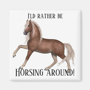 Horsing Around (Light background) Magnet