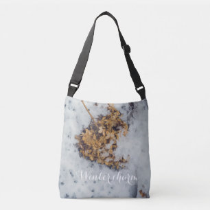 Hortensia flower on the snow crossbody bag
