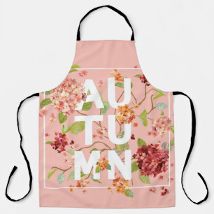 Hortensia Flowers: Autumn Vintage Background Apron
