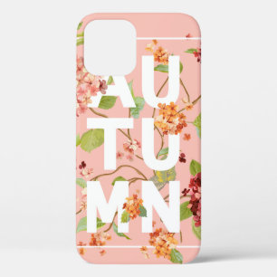 Hortensia Flowers Background. Autumn Design in vin iPhone 12 Case
