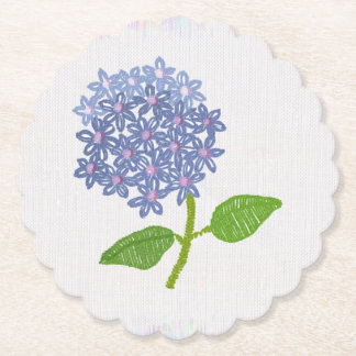 Hortensie embroidered paper coaster