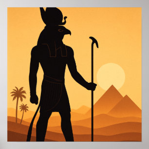 Horus Egyptian God Desert Sunset Poster Art