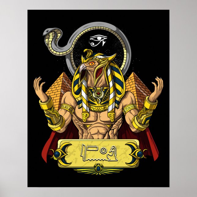 Horus Egyptian God Ra Pyramids Ancient Mythology Poster (Front)