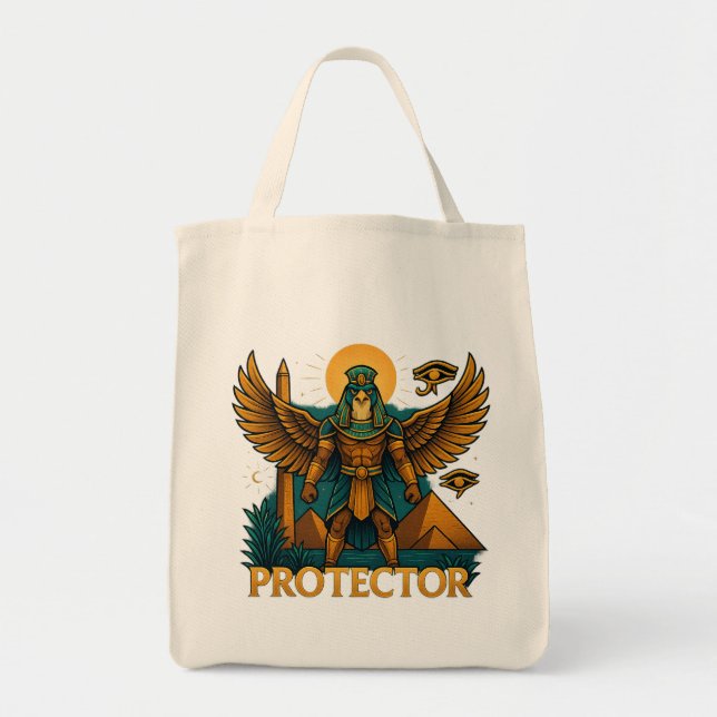 Horus the Protector – Bold Ancient Egyptian Falcon Tote Bag (Front)