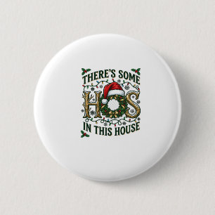 Hos House Christmas Wreath Santa Hat Lights 6 Cm Round Badge