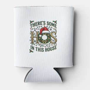 Hos House Christmas Wreath Santa Hat Lights Can Cooler