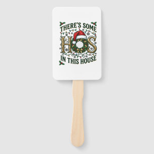 Hos House Christmas Wreath Santa Hat Lights Hand Fan
