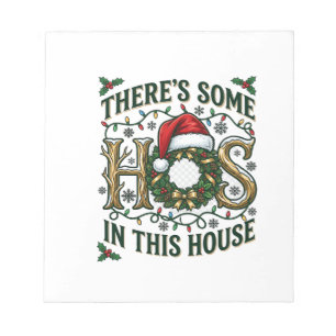 Hos House Christmas Wreath Santa Hat Lights Notepad
