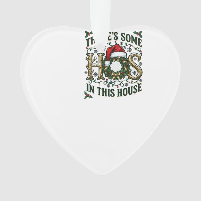Hos House Christmas Wreath Santa Hat Lights Ornament (Front)