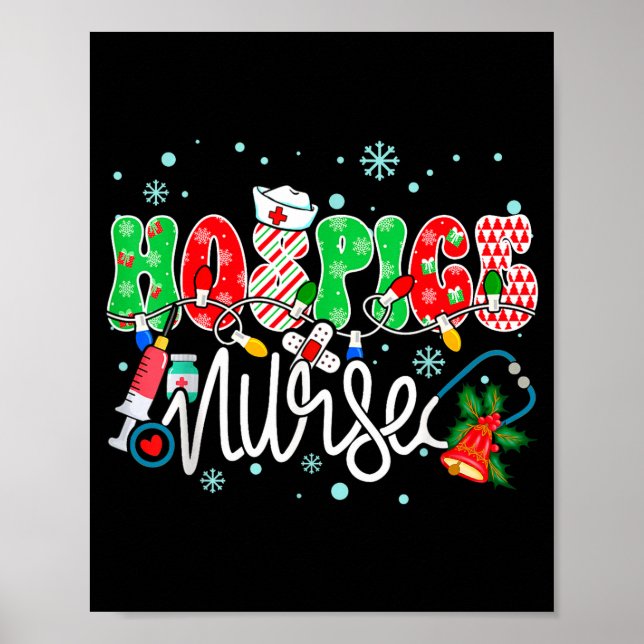 Hosce Nurse Funny Xmas Light Stethoscope Christmas Poster (Front)