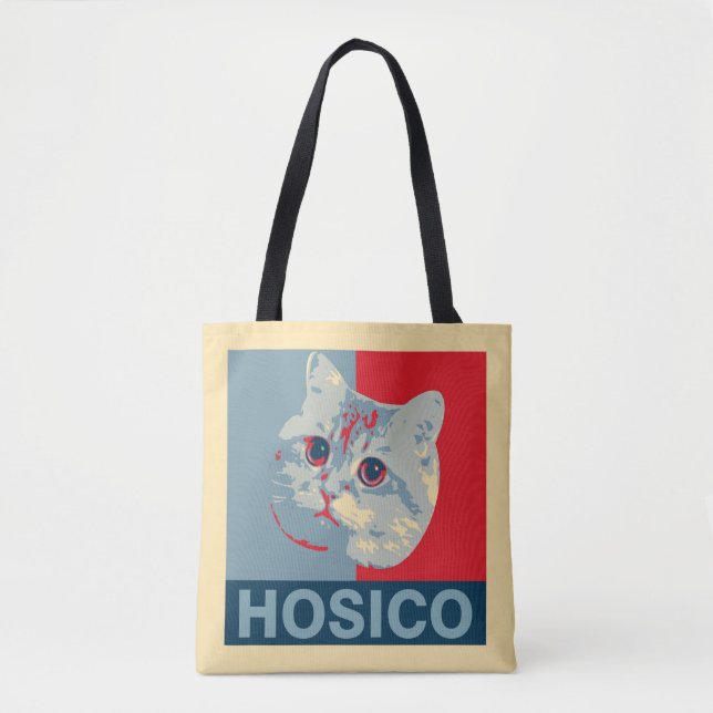 Hosico - Red Blue Illustration Tote Bag (Front)