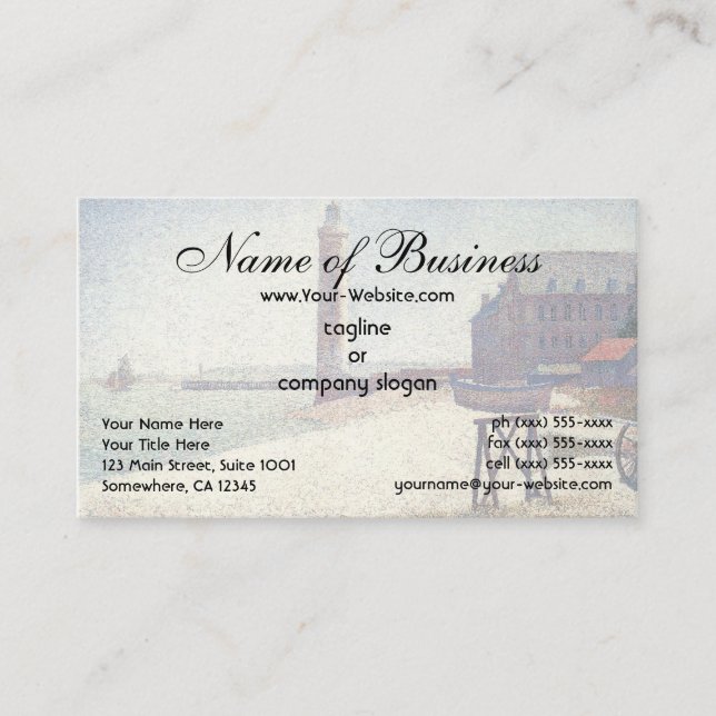 Hospice and Lighthouse at Honfleur by Seurat Business Card (Front)