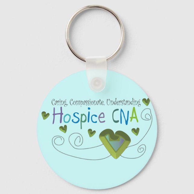 Hospice CNA Green Hearts Key Ring (Front)