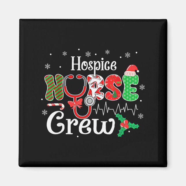 Hospice Nurse Crew Bow Stethoscope Santa Hat Chris Magnet (Front)