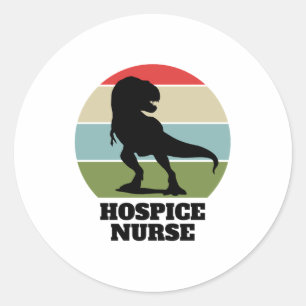 Hospice Nurse Dinosaur  Classic Round Sticker