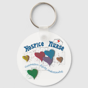Hospice Nurse Multi Coloured Hearts Key Ring