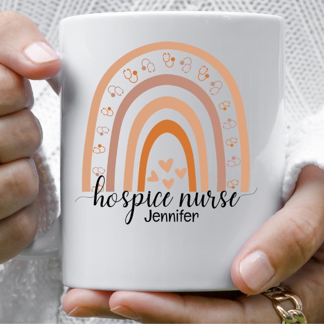 Hospice Nurse Script Rainbow Personalised   Coffee Mug (Creator Uploaded)