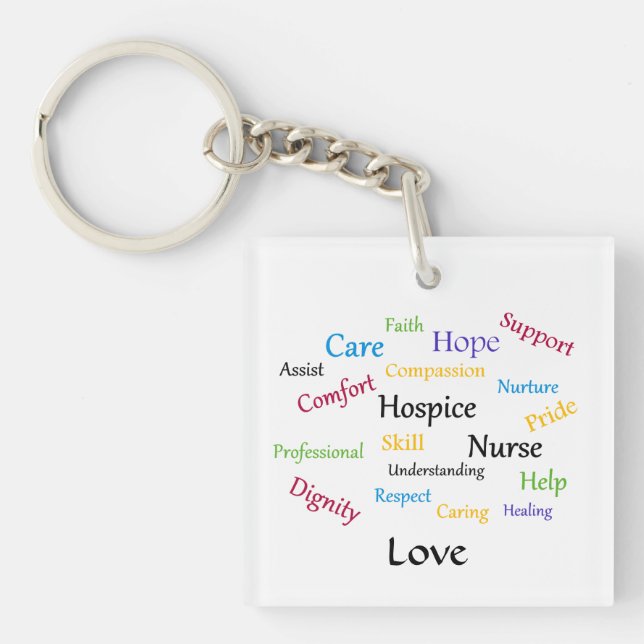 Hospice Nurse Square Key Chain (Front)