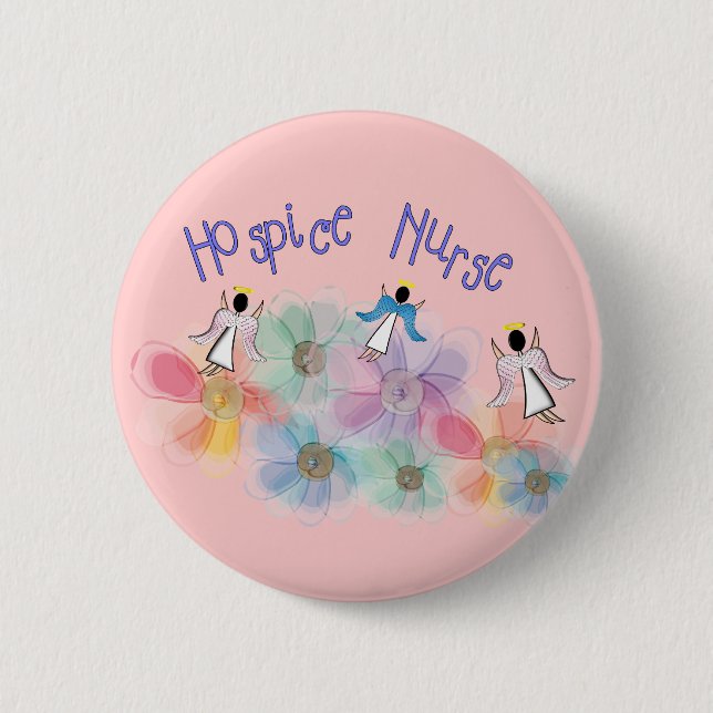 Hospice Nurse WHISPY Angels Design 6 Cm Round Badge (Front)