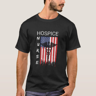 Hospice Nursing Proud Cool US Flag Patrio T-Shirt