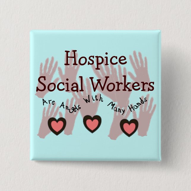 Hospice Social Workers "Angels With Many Hands" 15 Cm Square Badge (Front)