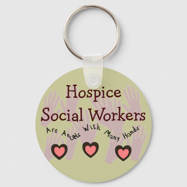 Hospice Social Workers "Angels With Many Hands" Key Ring (Front)