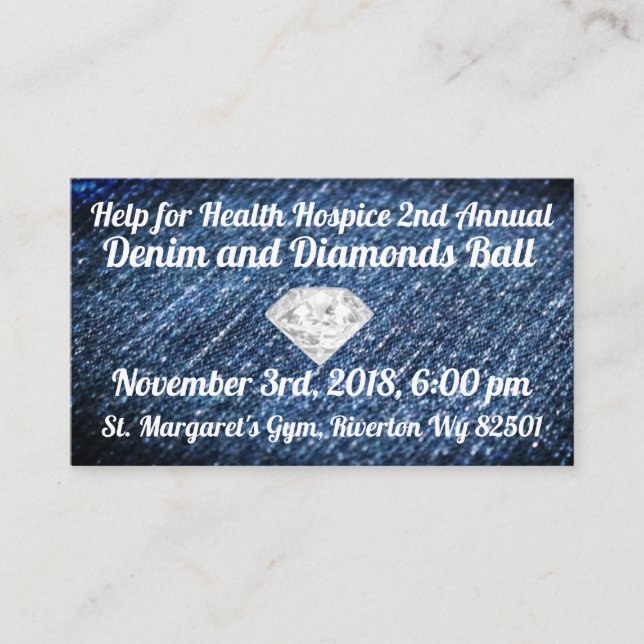 Hospice Ticket Denim and Diamonds (Front)