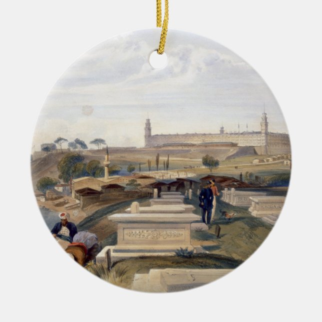 Hospital and Cemetery, Scutari, plate from 'The Se Ceramic Tree Decoration (Front)