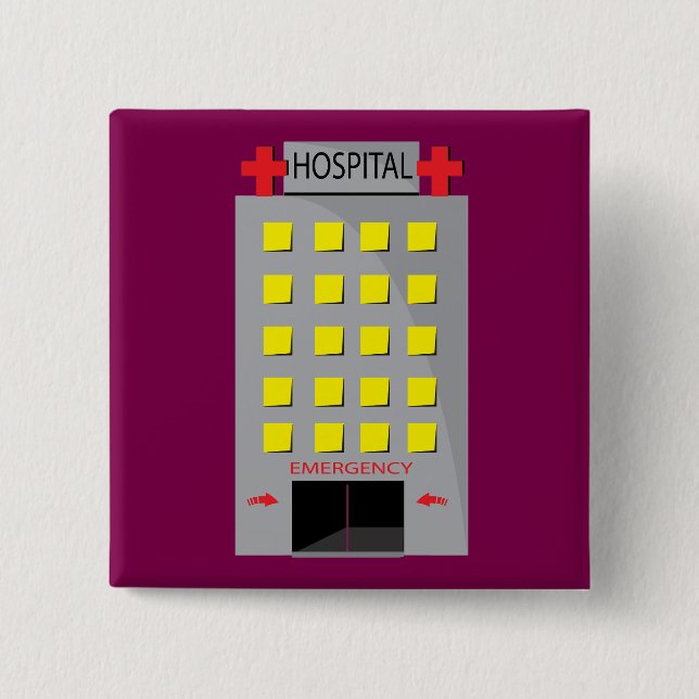 Hospital Building Emergency Entrance 15 Cm Square Badge (Front)