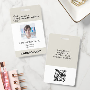 Hospital Clinic Doctor Employee QR Code ID Badge