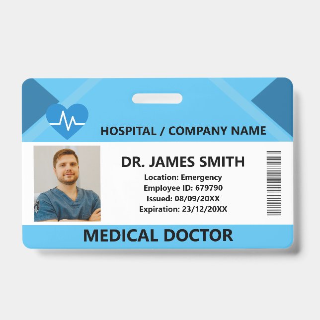 Hospital Doctor Nurse Care Security Photo ID Badge (Front)