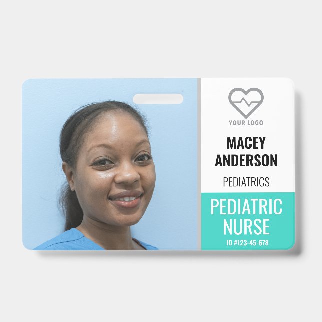 Hospital Employee Large Photo Badge with Barcode ID Badge (Front)