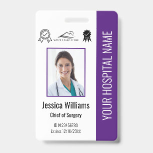 Hospital Employee Photo Certification Purple ID Badge