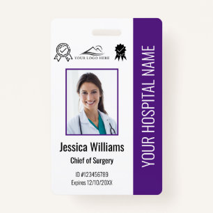 Hospital Employee Photo Certification Purple ID ID Badge