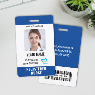 Hospital Employee Photo ID Bar Code Name Logo ID Badge