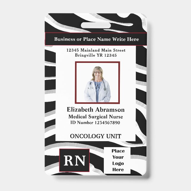 Hospital Employee Photo ID Card Logo Personalise Badge (Front)