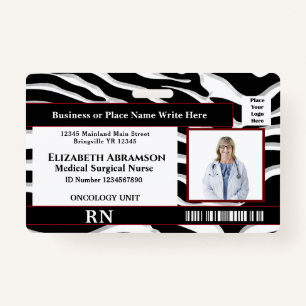 Hospital Employee Photo Logo ID Card Personalise ID Badge