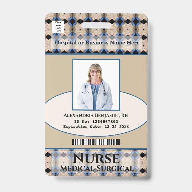 Hospital Employee Photo Medical ID Card Logo Badge (Front)
