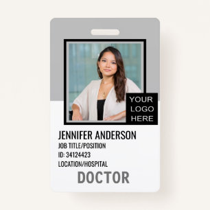 Hospital Gray Medical ID with Logo ID Badge