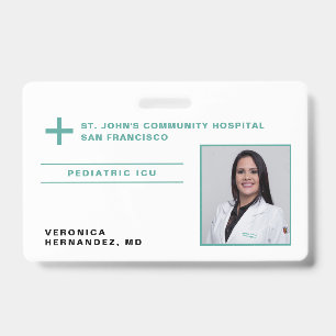 Hospital Green Medical Doctor Logo Photo ID Badge