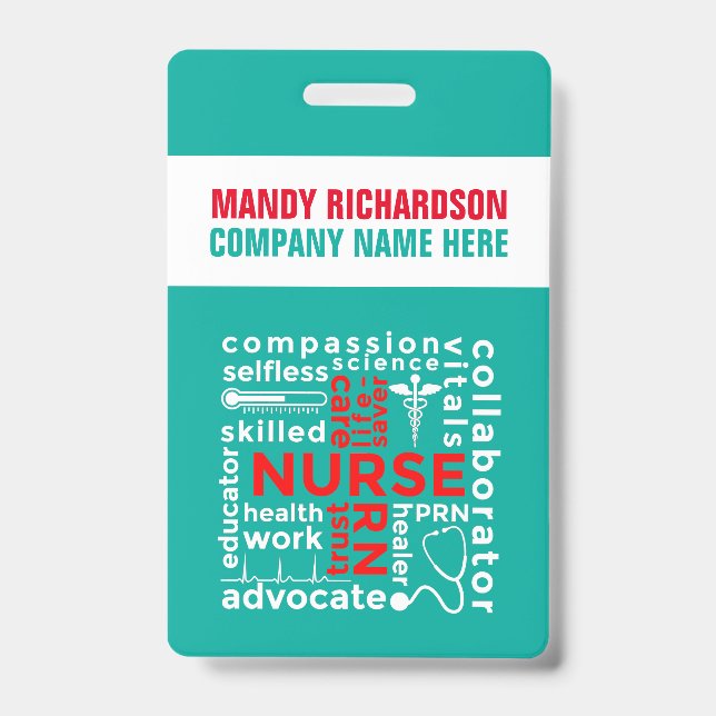 Hospital Health Care Name Personalize Company ID Badge (Front)