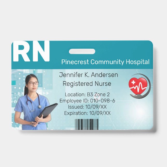 Hospital Medical Employee Photo ID Badge (Front)