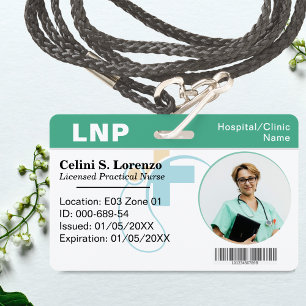 Hospital Medical Employee Photo ID Badge – Green 