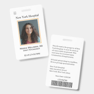 Hospital Medical Facility Employee Badge Template ID Badge