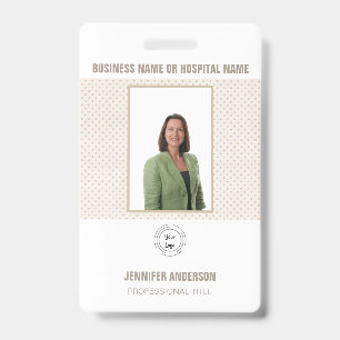 Hospital or Company Photo ID with Barcode Tan Badge