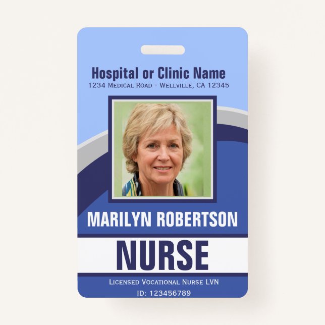 Hospital or Medical Clinic Name Badge ID Badge (Front)